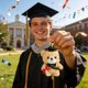 thumbnail image 4 of Llavero de oso de graduación, muñeco de peluche de 15 cm con birrete para mochila, bolso o llaves, lindo recuerdo de graduación de tela suave para estudiantes y graduados., 4 of 9