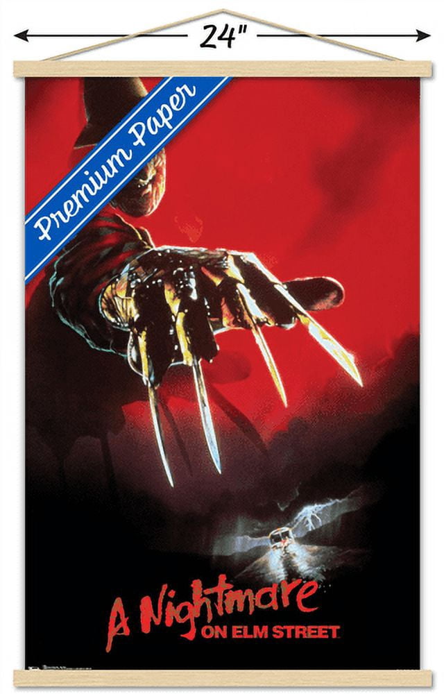 A Nightmare On Elm Street - One Sheet Wall Poster with Wooden Magnetic Frame, 22.375" x 34"