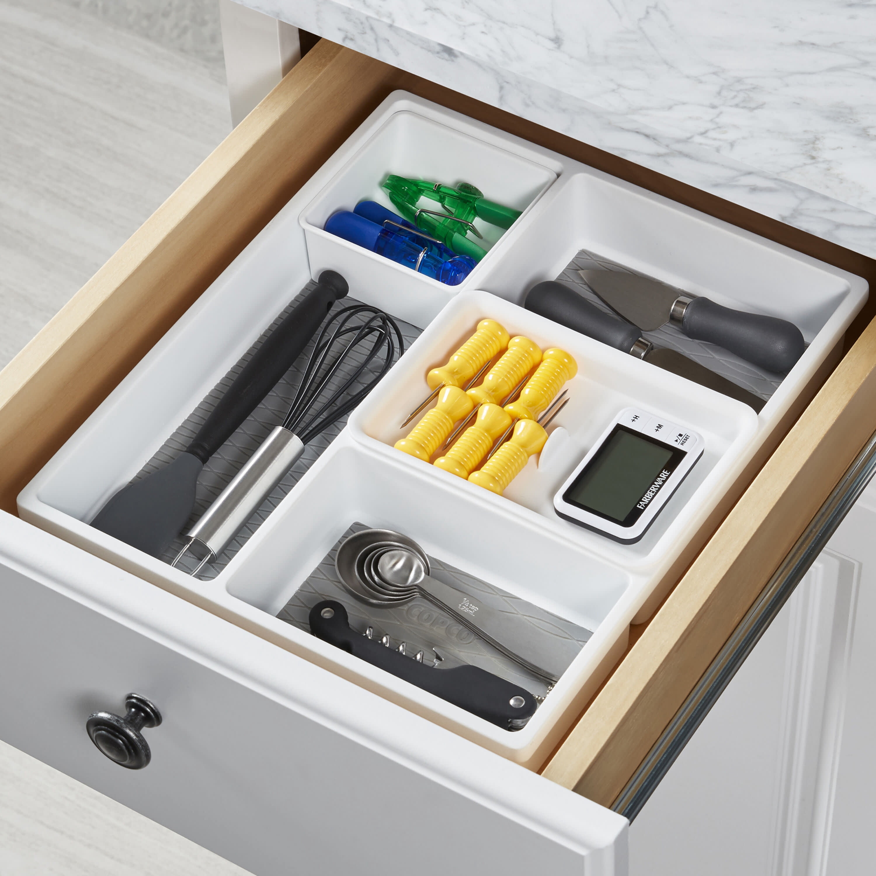 Copco 4 Piece Junk Drawer Organizer, Gray