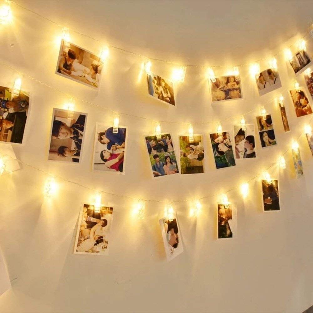 Details about   20/50/100 LED Hanging Picture Fairy String Light Battery/USB Photo Peg Clip Lamp 