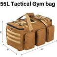 thumbnail image 2 of LuckySunDecorQZ 55L luggage bag with compartments and straps, suitable for men, large-sized sports and fitness luggage bag, suitable for weekend travel and camping (Tan), 2 of 15