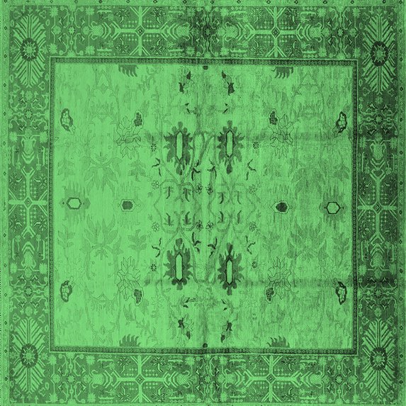 Ahgly Company Indoor Square Oriental Emerald Green Traditional Area Rugs, 5' Square