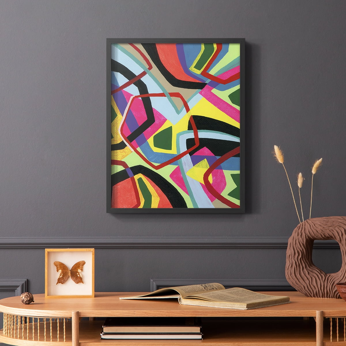 Bold Shape Shift II Framed Print in Black Solid Wood Framed Print No Nail Hanging