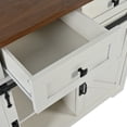 thumbnail image 2 of Farmhouse Kitchen Island with Sliding Barn Doors & Power Outlets - 53.7" White, 2 of 8