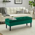 thumbnail image 7 of Foredo Traditional Upholstered Storage Ottoman Bench, Button Tufted Ottoman with Storage,Velvet Storage Bench for Bedroom, Entryway, Living room, Green, 7 of 7