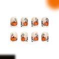 thumbnail image 5 of Fall Pumpkin Halloween Press On Nails Short 24Pcs, Glitter French Tip Fall Fake Nails with Pumpkin Design, Thanksgiving Reusable False Nails for Women, DIY Fall Party Manicure Set, 5 of 9