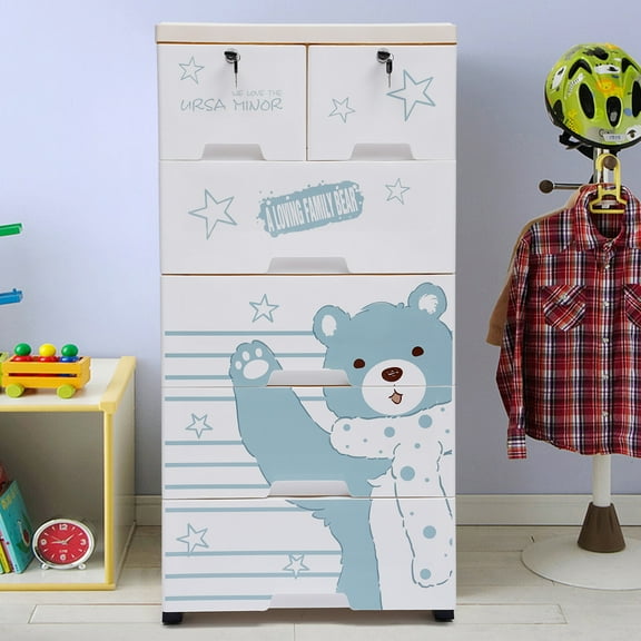 Plastic Drawers Tall Dresser Organizer, Storage Cabinet with 6 Drawers for Bedroom Playroom