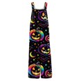 thumbnail image 4 of EANJE Halloween Overalls for Women, Sleeveless Spaghetti Strap Jumpsuit with Pockets, Print Wide Leg Baggy Romper, Adjustable Straps Fall Holiday Party Outfit Multicolor 3XL, 4 of 6