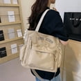 thumbnail image 6 of Baiways College Students Simple Multi-Purpose Large Capacity Single Shoulder Canvas Bag, Tutorial Class Multi-Layer Oblique Span Bag 12.2*11*4.33in, 6 of 9