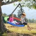 thumbnail image 2 of 43" Saucer Tree Swing 700lbs Round Swing For Kids,Waterproof 360 Rotate, w/ 1 Swivel,2 Adjustable Ropes&2 Hanging Straps,Easy To Install,Outdoor Backyard Playground,4CLR, 2 of 8
