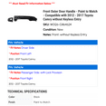 thumbnail image 2 of Front Outer Door Handle - Paint to Match - Compatible with 2012 - 2017 Toyota Camry without Keyless Entry 2013 2014 2015 2016, 2 of 2