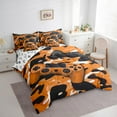 thumbnail image 4 of Feelyou 3D Games Console Bedding Comforter Set 7 Pieces for Boys, Modern Gaming Gamer Full Bedding Set, Orange Cartoon Camouflage Reversible Fitted Sheet Flat Sheet, Lightweight Room Decor, 4 of 9