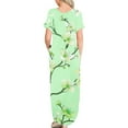 thumbnail image 5 of Women's Summer Casual Short Sleeve Round Neck Boho Floral Flowy Maxi Dress Green L, 5 of 5