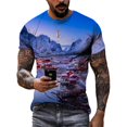 thumbnail image 1 of Summer Fashion Natural Scenery original men's shirts New Casual 3D Printed Tees Round Neck Landscape Pattern Short Sleeve Tees, 1 of 5
