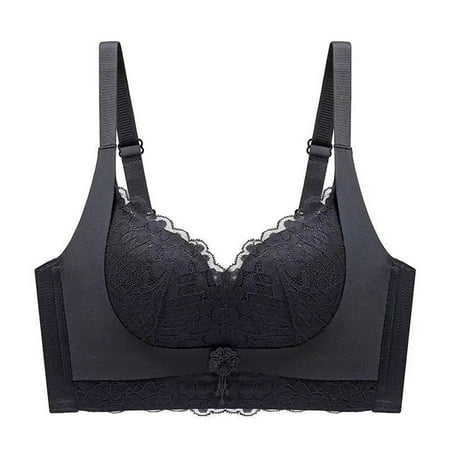 Ramiter Lingerie for Women Sexy Naughty Women Sexy Wireless Bra Top Vest Breathable Chest Pad Wearing Sports Underwear 38/85C Black