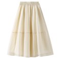 thumbnail image 2 of SWSMCLT Women's Tulle Skirt Fall Chiffon Long Skirt Pleated Vintage Layered Apricot One Size, 2 of 5