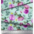 thumbnail image 2 of Soimoi Green polyester Crepe Fabric Leaves & Ranunculus Floral Print Sewing Fabric Yard 52 Inch Wide, 2 of 3
