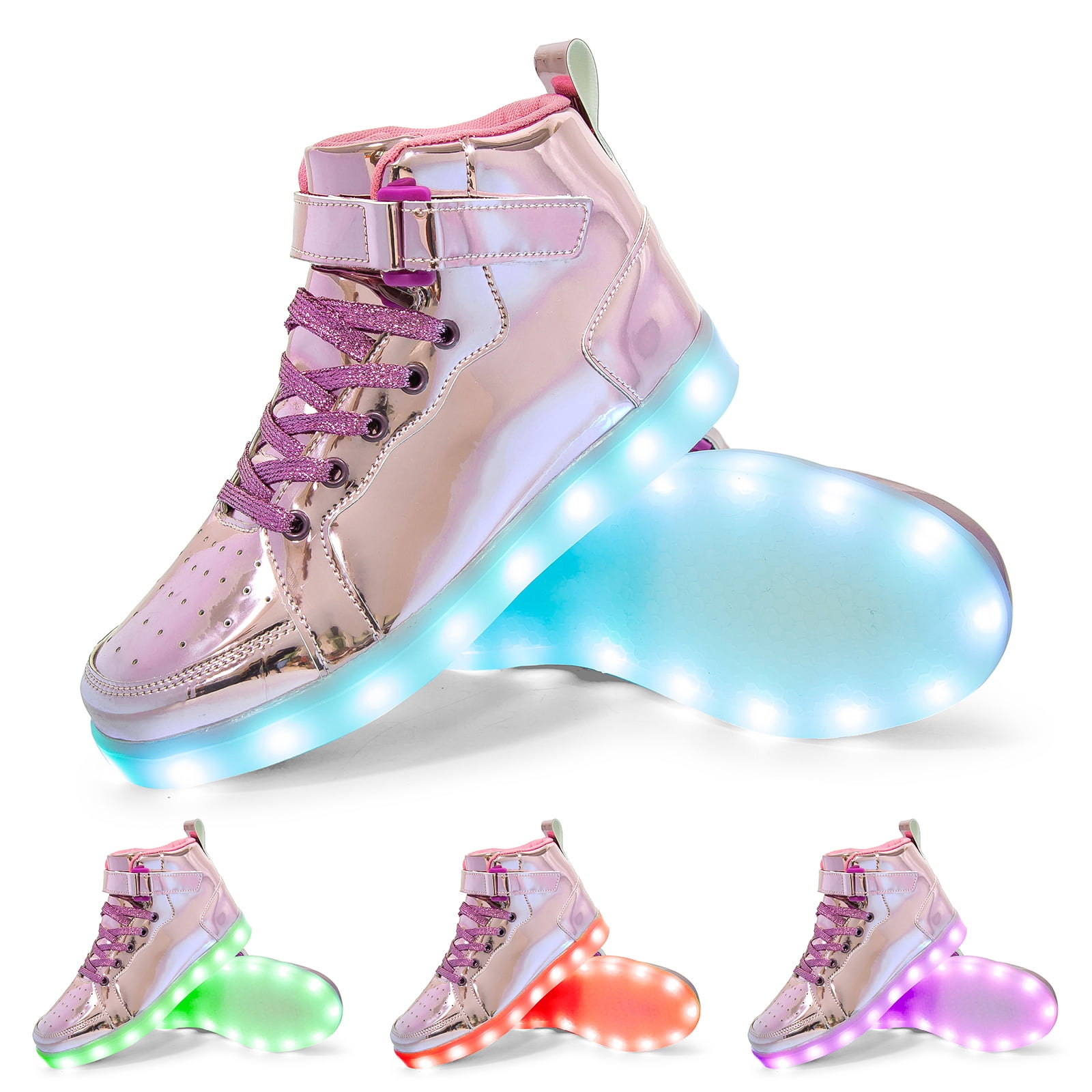 VNANV Unisex LED Light up Shoes High Top Sneakers Flashing Shoes for ...
