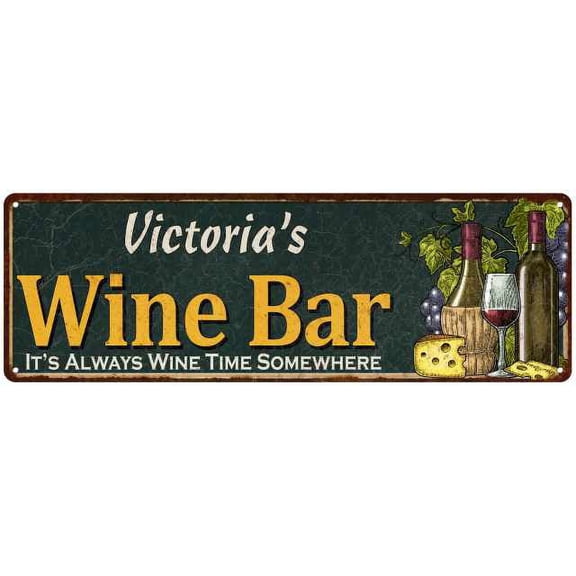 Victoria's Wine Bar Green Chic Sign Home Kitchen Decor 6x18 106180001117