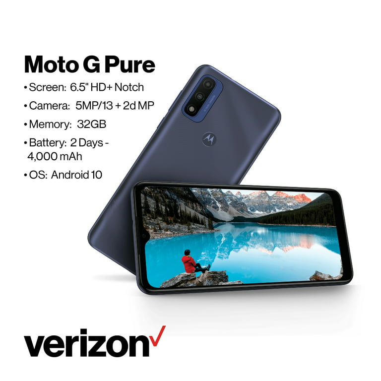 Moto G Pure, 2-Day battery, Unlocked, 3/32GB, 13MP Camera