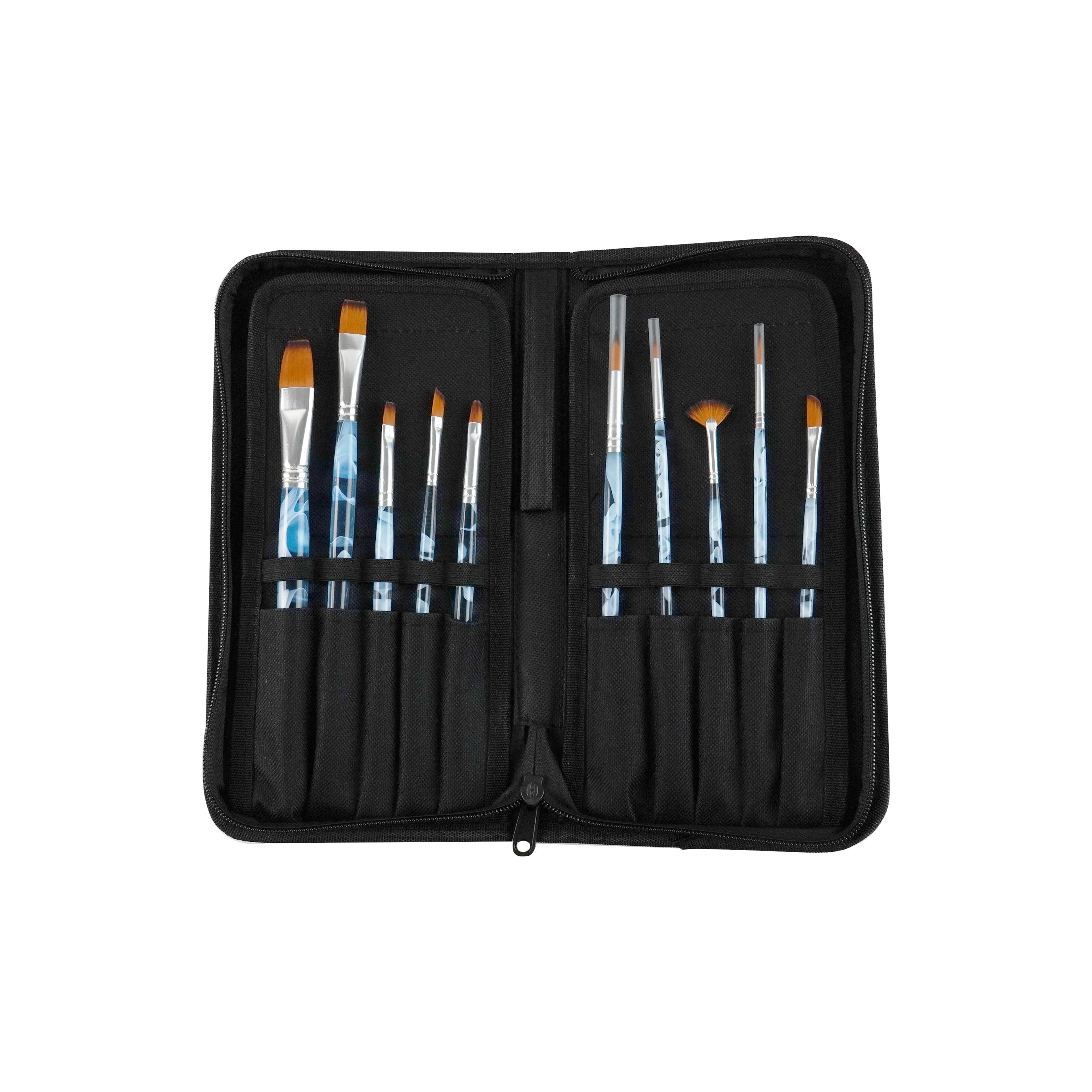 Artist's Loft Artists Loft Taklon Brush Set, Watercolor & Gouache, Blue/Silver, 11-Piece