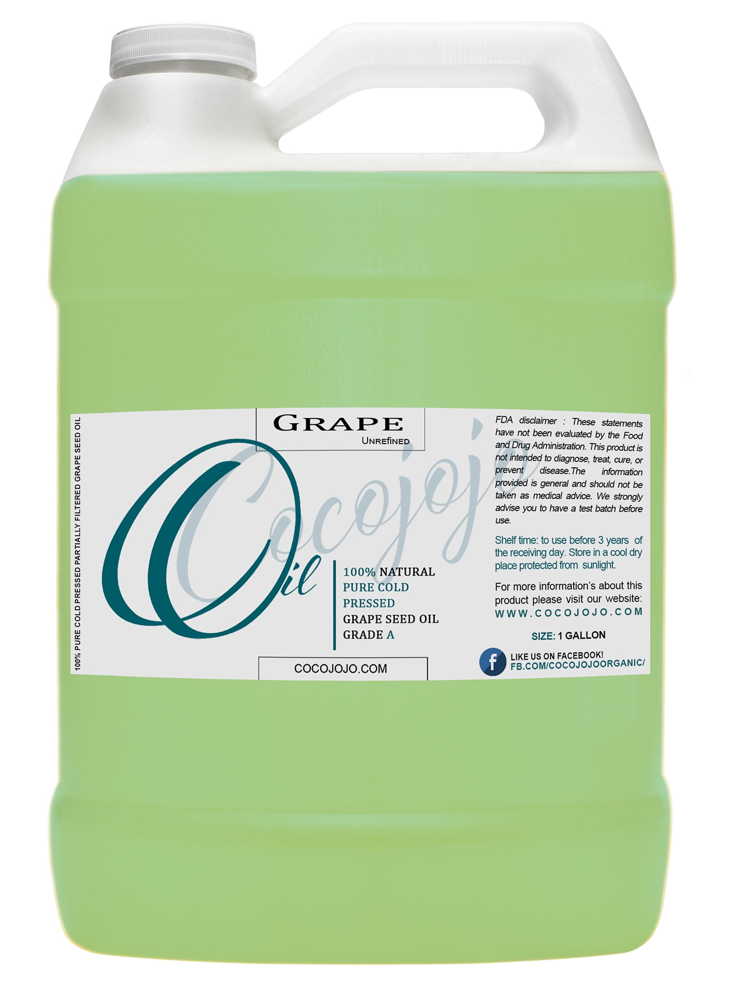 Grapeseed Oil, Pure, Extra Virgin, Organic, Unrefined, Cold Pressed