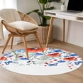 thumbnail image 4 of Small Round Rug 3Ft Washable Non-Slip, Red Blue Flowers Circle Area Rugs for Living Room Bedroom, Spring Floral Elegant Pastoral Watercolor Indoor Floor Mats Carpet Runner for Home Decor, 4 of 8