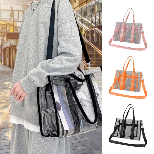Fiudx Bolsa Transparente de Pvc Sin Olor, Diseño Elegante de Un Solo Hombro, Ideal para Compras, Viajes, Playa, Oficina, Accesorio de Moda para Mujer, Tamaño 34 X 26 X 15 Cm.