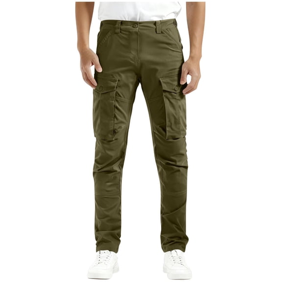 Men's Cargo Pants Slim Fit Casual Stretch Elastic Waist Jogger Straight Leg Athletic Hiking Pant with Pockets