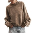 thumbnail image 2 of ShomPort Crewneck Sweatshirt for Women Long Sleeve Solid Color Casual Loose Pullover Blouse, 2 of 3