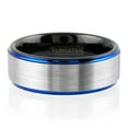 thumbnail image 5 of Tungsten Carbide Rings for Men Wedding Bands for Him 8mm Silver Stripe Blue Edge Black Inside, 5 of 9