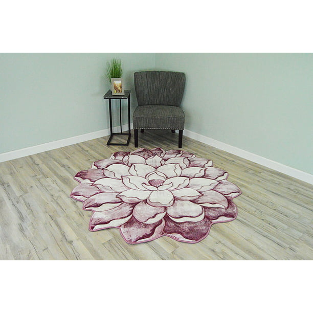 Flowers 3d Effect Hand Carved Thick, Rose Shaped Rug