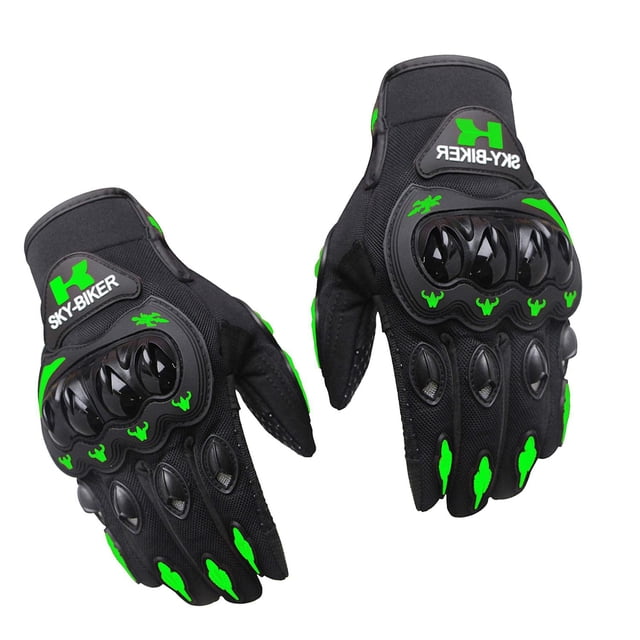 Guantes hanylish Negro Verde con Sensores Táctiles para Motociclista, Antideslizantes y Cómodos para