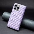thumbnail image 5 of Techcircle Wallet Case for iPhone 14 Pro, Luxury Fashion Lines Diamond Pattern PU Leather Flip Folio Case Kickstang Card Slots 360°All-around Protecytive Case for iPhone 14 Pro, Purple, 5 of 8
