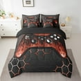 thumbnail image 2 of Manfei Gamer Gaming Bed in a Bag Full Size,Vindoe Game Bed Set,Orange Black Hexagon Bedding Full Size For Kid Boy,Lightweight Room Decorative Reversible,7 Pieces, 2 of 7