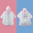 thumbnail image 2 of Utlike Kids Rain Poncho Waterproof Raincoat Boy Girl Cartoon Rabbit Pattern Eva Transparent Poncho With Hat Fashion Transparent Durable For Rainy Days Size 5 Years-6 Years, 2 of 4
