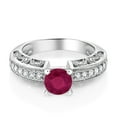 thumbnail image 2 of Gem Stone King 925 Sterling Silver Red Ruby Engagement Filigree Ring for Women (1.59 Cttw, Round 6MM, Gemstone July Birthstone, Size 7), 2 of 4