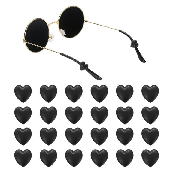 Uxcell 15pair Eyewear Ear Grip Heart-Shaped Silicone Eyeglasses Temple Stopper Anti-Slip Retainers, Black