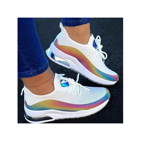 

Lacyhop Women s Sneakers Breathable Shoes Walking Slip On Platform Shoes