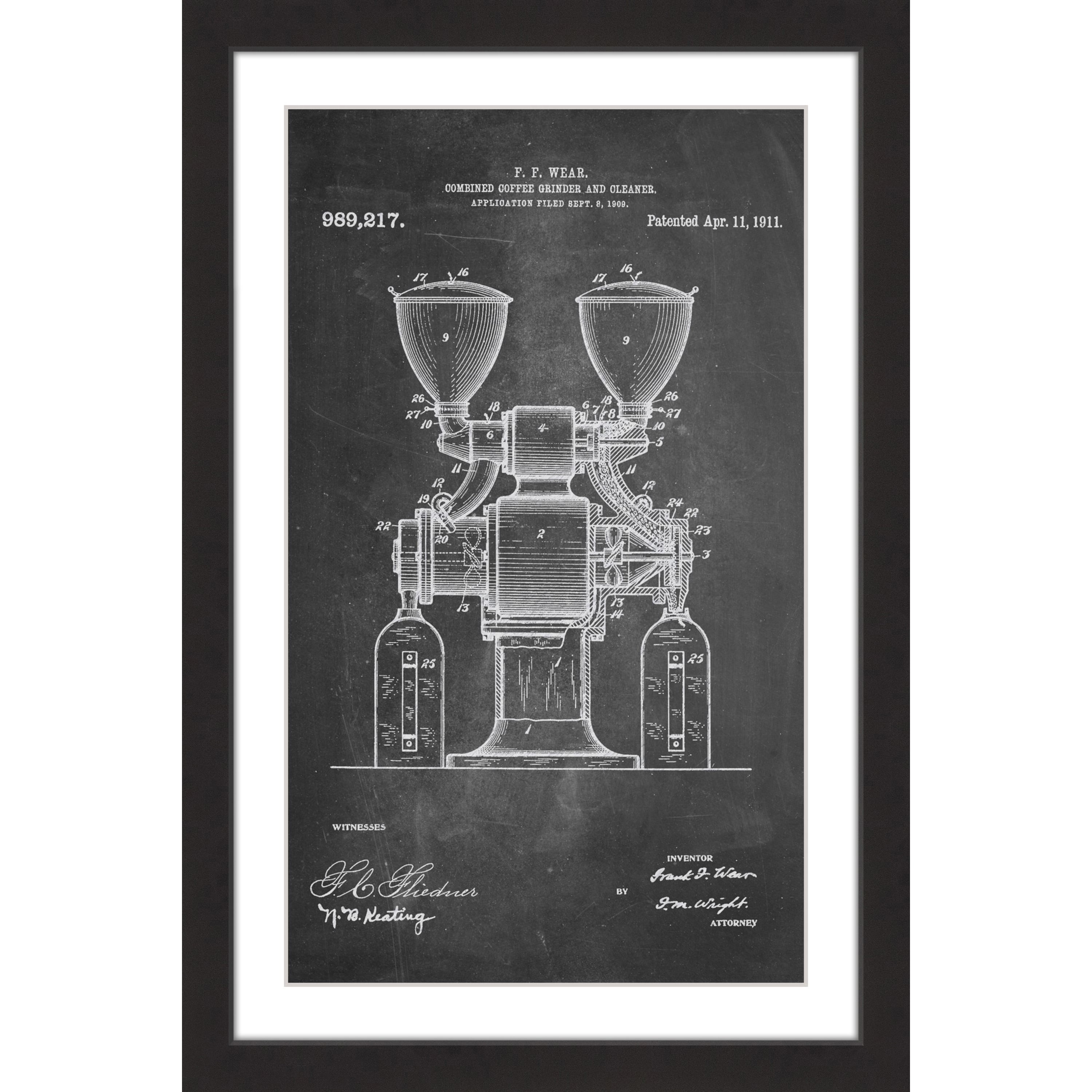 "Coffee Grinder 1911 Chalk" Framed Painting Print