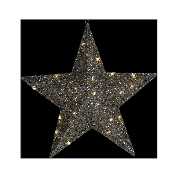 Northlight LED Lighted Hanging Star Outdoor Christmas Decoration - 18" - Silver - Warm White