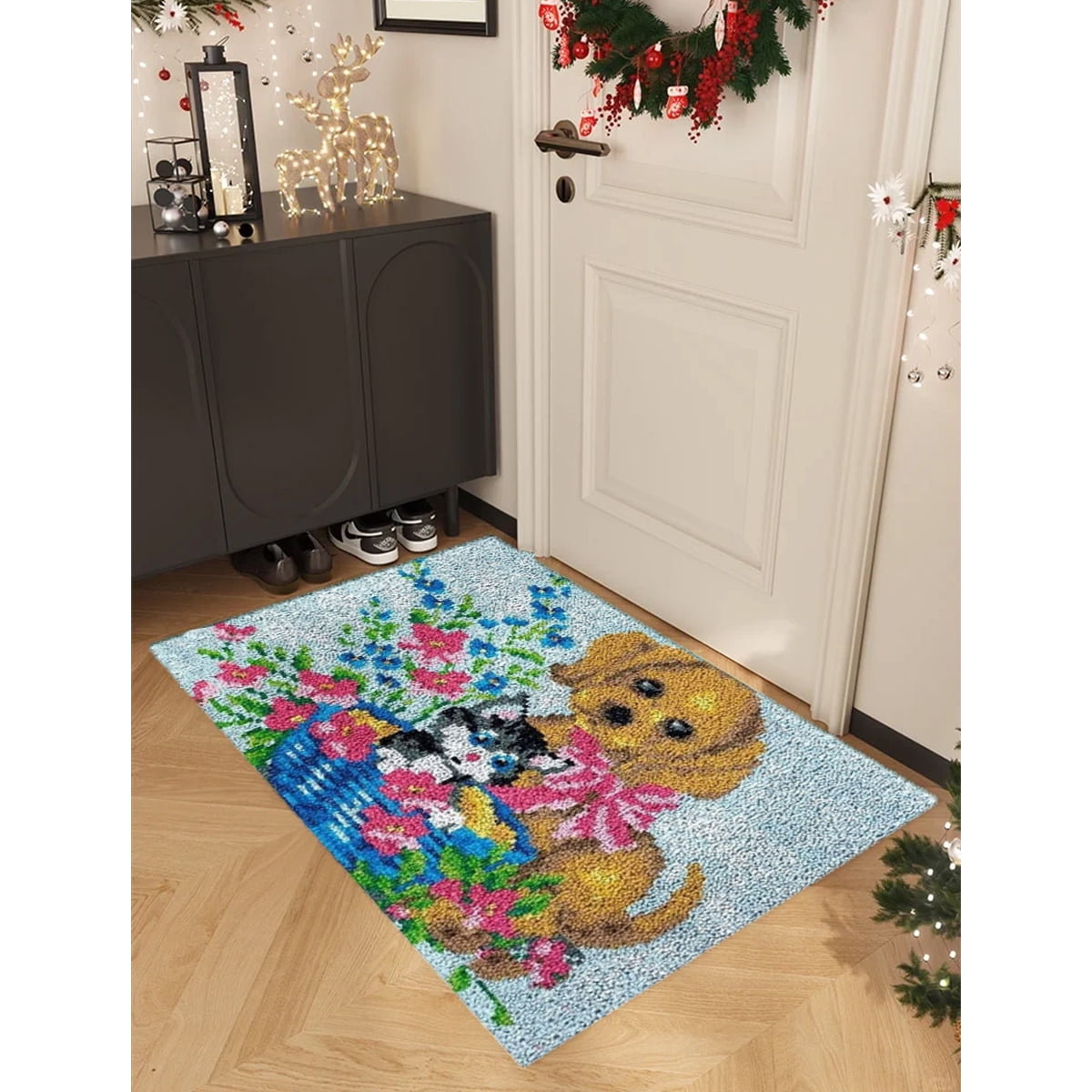 Latch Hook Rug Kits for Adults Dog/Cat Tapestry Kits Rug Making Kits Embroidery Kits DIY Crochet Yarn Kits for Beginners Adults Kids Craft Kit Creative Gift Animals