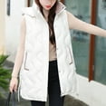 thumbnail image 2 of Htigea Clearance Long Outerwear for Women Unisex Casual Solid Vest Zipper Pocket Loose Sleeveless Jacket Hooded Coat Double Vest Puffer Vest Women Linen Today Sales White,M, 2 of 6