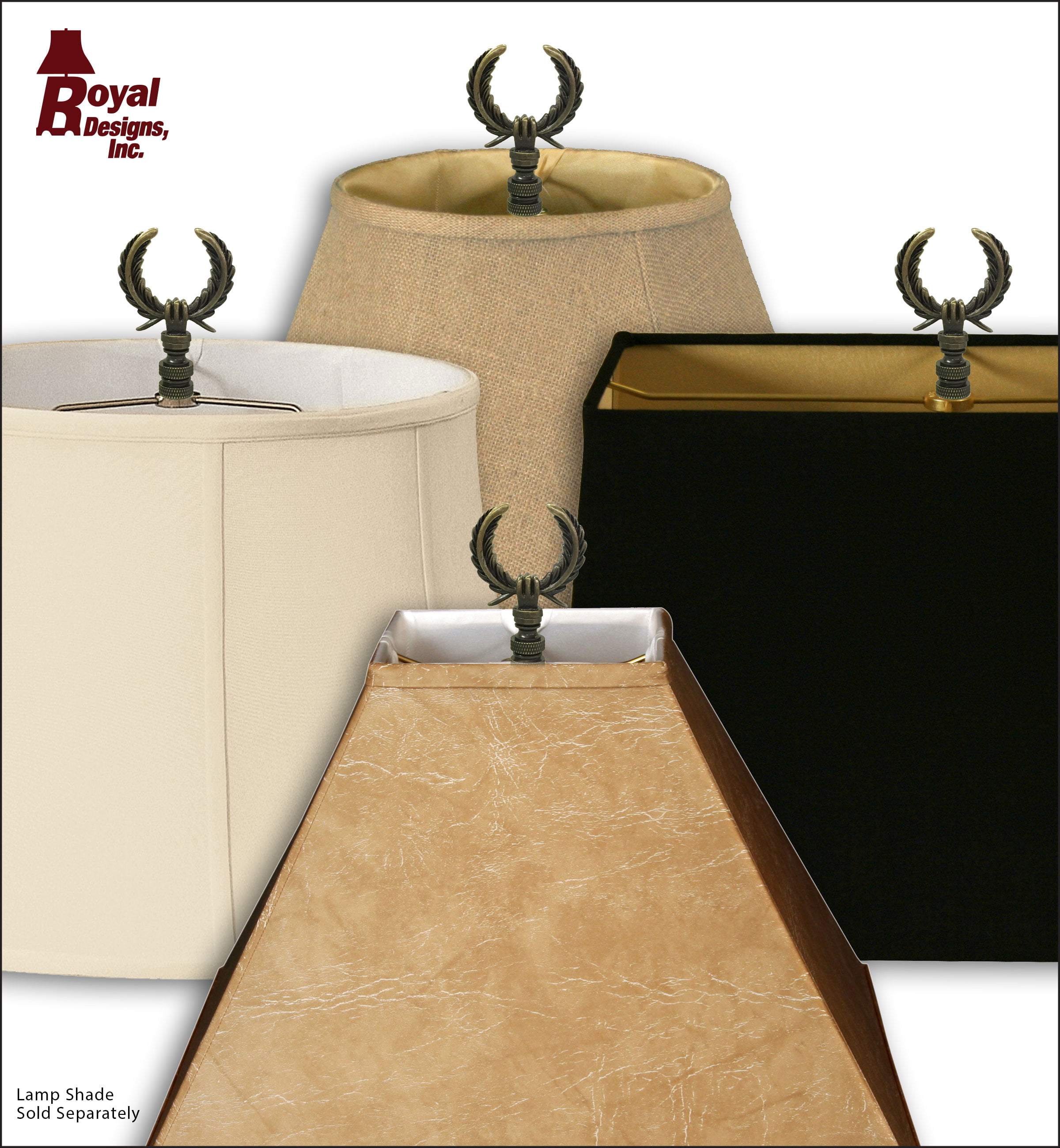 Antique Brass Royal Designs Fleur De Lis Lamp Finial for Lamp Shade