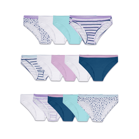 Fruit Of The Loom Girls 14 Pack Assorted Cotton Bikini, 14, Assorted ...