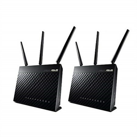 asus rt-ac68u aimesh (2 pack) ac1900 whole home dual-band aimesh mesh wifi system, aiprotection lifetime security by trend micro, adaptive qos, parental