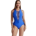 thumbnail image 3 of YTDSCS Women Cutout One Piece Swimsuits Tummy Control High Waisted Bikini Bathing Suit Solid Colours Backless Training Swimwear, 3 of 9