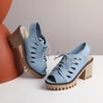 thumbnail image 4 of Clearance VerPetridure Women's Denim And Artificial Leather Microfiber High Heel Sandals Summer Casual Shoes Size 35-43, 4 of 8