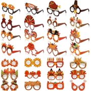 28 Pcs Thanksgiving Turkey Eyeglasses - Paper Eyewear Frame, Pumpkin Maple Leave Fun Sunglasses for Adult - Funny Glasses for Fall Themed Birthday Favors, Photo Prop Decorations