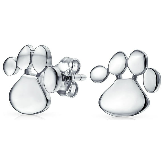 Bling Jewelry Womens BFF Animal Lover Pet Dog Cat Paw Print Stud Earrings Sterling Silver